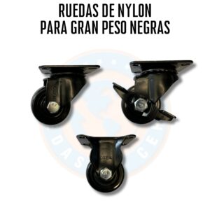 Ruedas de Nylon Para Gran Peso Negras